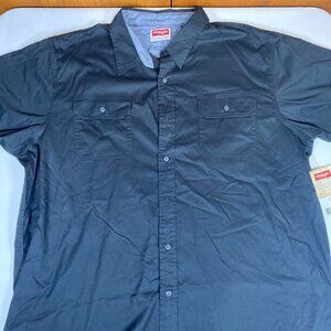 NWT Wrangler Premium Quality Relaxed Fit Men's Casual Button-Down Shirt 2XL Blac
